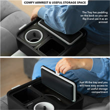 Load image into Gallery viewer, Couch Console | Original Self-Balancing Anti-Spill Cup Holder Tray | Black Grey
