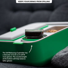 Load image into Gallery viewer, Couch Console | Original Self-Balancing Anti-Spill Cup Holder Tray | Grey Green